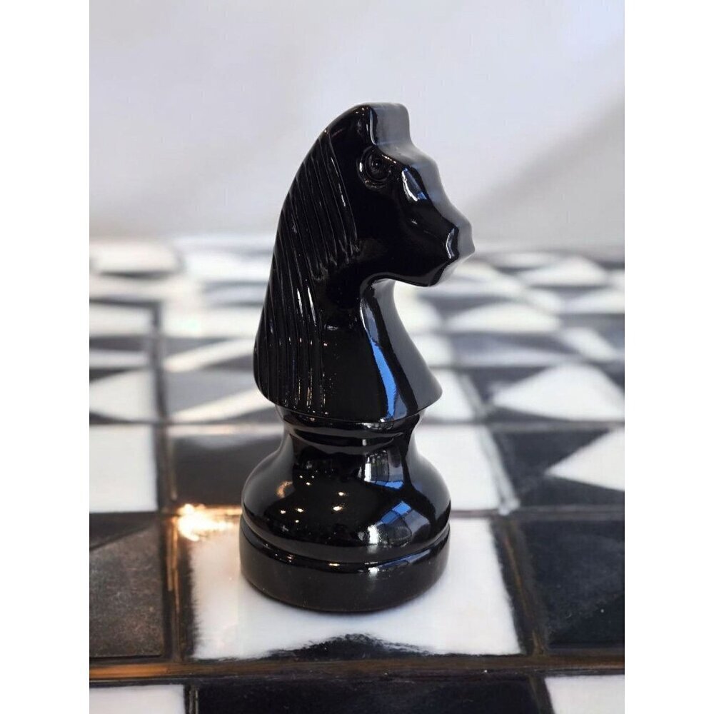 New Black Large Resin Decorative Knight Chess Pieces Room Decor